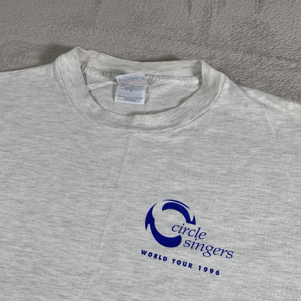 Vintage Circle Singers World Tour Shirt Mens XL Gray Hanes 1996 Music 90s USA